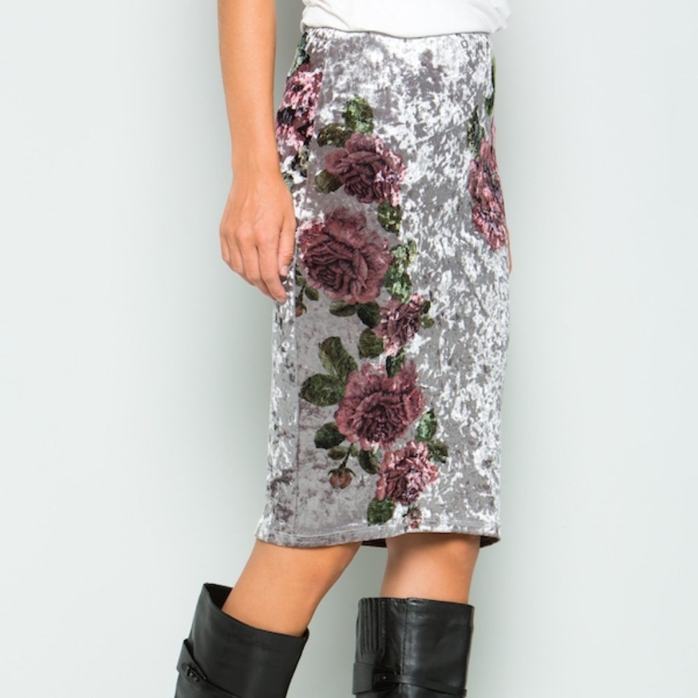 Velvet Pencil Skirt